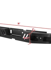 Spec-D Black Heavy Duty Steel Rear Step Bumper Dodge RAM 2500 | 3500 2010-2021                                     - BBR-RAM1025BK-C-WB - Image 2