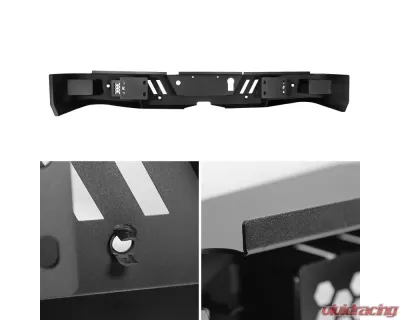 Spec-D Black Heavy Duty Steel Rear Step Bumper Dodge RAM 2500 | 3500 2010-2021 - BBR-RAM1025BK-C-WB