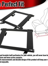 Spec-D 14" x 19" Tensile Mild Steel Racing Seat Mounting Brackets (2pc) Chevrolet | Pontiac 1993-2002                                     - BKT-CMR93 - Image 2