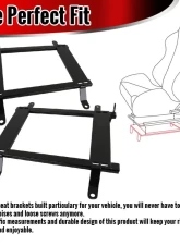 Spec-D 14" x 19" Tensile Mild Steel Racing Seat Mounting Brackets (2pc) Chevrolet Corvette 1997-2004                                     - BKT-CVET97 - Image 2