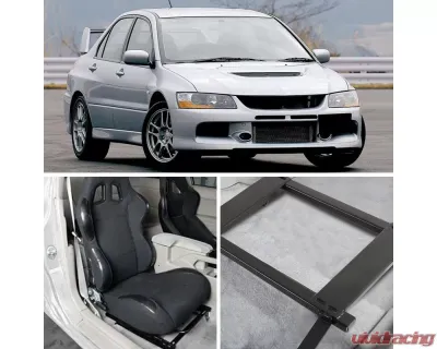 Spec-D 14" x 19" Tensile Mild Steel Racing Seat Mounting Brackets (2pc) Mitsubishi Lancer | EVO 7/8 2002-2006 - BKT-EVO01