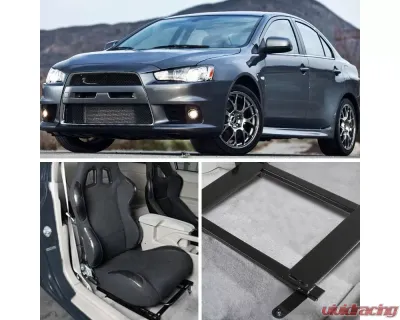 Spec-D 14" x 19" Tensile Mild Steel Racing Seat Mounting Brackets (2pc) Mitsubishi Lancer | EVO 10 2008-2017 - BKT-EVO08