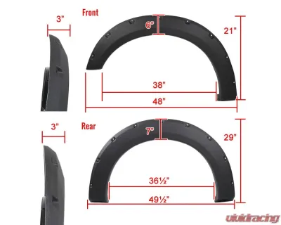 Spec-D Textured Rivet Style Fender Flares Ford F-150 2015-2017 - FDF-F15015-TS-RS