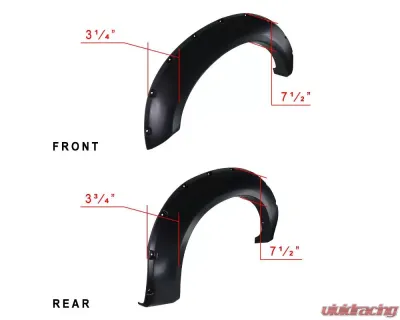 Spec-D Smooth Rivet Style Fender Flares Ford F-250 | F-350 2011-2016 - FDF-F25011A-PK-MP