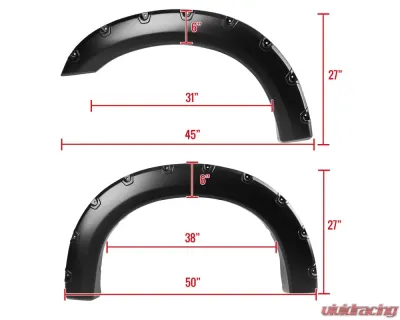 Spec-D Smooth Rivet Polypropylene Style Fender Flares Ford F-250 | F350 1999-2007 - FDF-F25099V2-PK-MP
