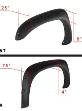 Spec-D Smooth Rivet Polypropylene Style Fender Flares Dodge RAM 2002-2009                                     - FDF-RAM02B-PK-MP - Image 10