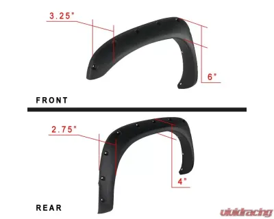 Spec-D Smooth Rivet Polypropylene Style Fender Flares Dodge RAM 2002-2009 - FDF-RAM02B-PK-MP