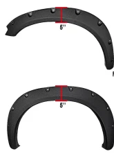 Spec-D Textured Rivet Style Fender Flares Dodge RAM 1500 2009-2021                                     - FDF-RAM0915-TS-RS - Image 2