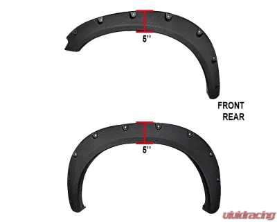 Spec-D Textured Rivet Style Fender Flares Dodge RAM 1500 2009-2021 - FDF-RAM0915-TS-RS