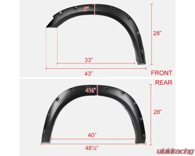 Spec-D Smooth V2 Rivet Style Fender Flares Dodge RAM 2500 | 3500 2010-2017 - FDF-RAM1025V2-PK-MP