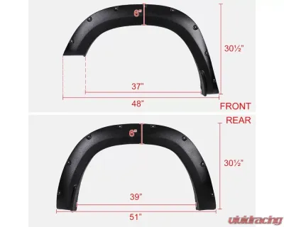Spec-D Textured Rivet Style Fender Flares Dodge RAM 1500 2019-2021 - FDF-RAM1915-TS-MP