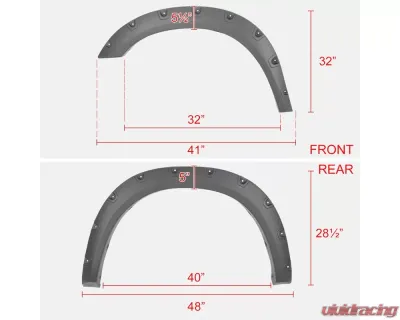 Spec-D Textured Pocket Rivet Style Fender Flares Set Dodge RAM 2500 | 3500 2019-2021 - FDF-RAM1925B-PK-MP