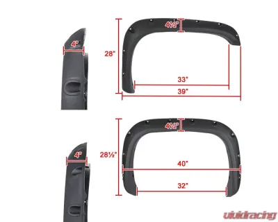 Spec-D Textured Rivet Style Fender Flares Dodge RAM 1994-2001 - FDF-RAM94-TS-RS