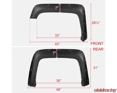 Spec-D Textured Rivet Style Fender Flares GMC Sierra 2016-2018 - FDF-SIE16-TS-MP