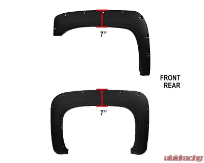 Spec-D Black Rugged Texture Rivet Style Fender Flares Chevrolet Silverado 2007-2013 - FDF-SIV07-TS-RS