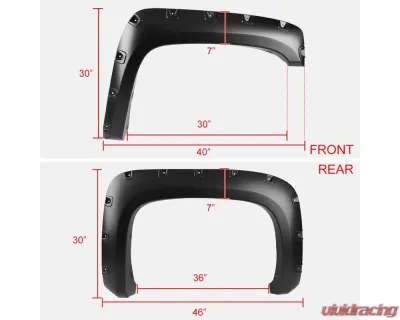Spec-D Smooth Rivet Style Fender Flares Chevrolet Silverado 2007-2013 - FDF-SIV07V2-PK-MP