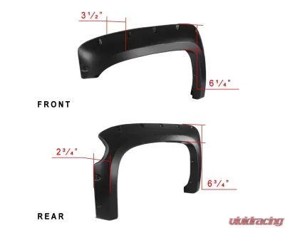 Spec-D Short Bed Smooth Rivet Style Fender Flares Chevrolet Silverado 2500 | 3500 2014-2018 - FDF-SIV14SBA-PK-MP