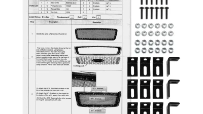 Spec-D Rivet Style Black Stainless Steel Mesh Grille Center Insert Ford F-150 2004-2008                                     - HBG-F15004BKSS-YH - Image 9