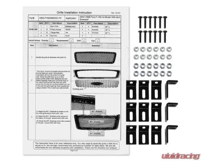 Spec-D Rivet Style Black Stainless Steel Mesh Grille Center Insert Ford F-150 2004-2008 - HBG-F15004BKSS-YH