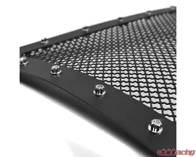 Spec-D Rivet Style Black Stainless Steel Mesh Grille Center Insert Ford F-150 2009-2012 - HBG-F15009BKSS-YH