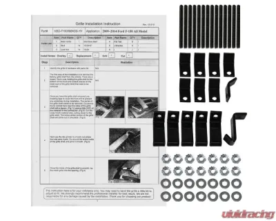 Spec-D Rivet Style Black Stainless Steel Mesh Grille Center Insert Ford F-150 2009-2012 - HBG-F15009BKSS-YH