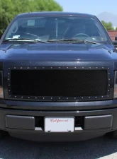 Spec-D Rivet Style Black Stainless Steel Mesh Grille Center Insert Ford F-150 2009-2012                                     - HBG-F15009BKSS-YH - Image 10