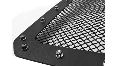 Spec-D Rivet Style Black Stainless Steel Mesh Grille Center Insert Ford F-Series 2011-2016                                     - HBG-F25011BKSS-YH - Image 2
