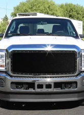 Spec-D Rivet Style Black Stainless Steel Mesh Grille Center Insert Ford F-Series 2011-2016                                     - HBG-F25011BKSS-YH - Image 10