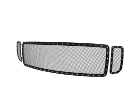 Spec-D Rivet Style Black Stainless Steel 3PC Mesh Grille Insert Ford F-Series | Excursion 1999-2004