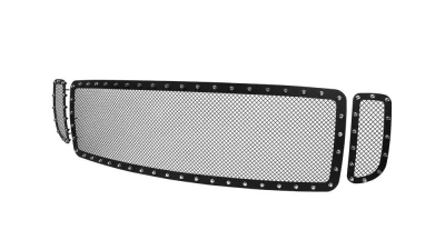 Spec-D Rivet Style Black Stainless Steel 3PC Mesh Grille Insert Ford F-Series | Excursion 1999-2004                                     - HBG-F25099BKSS-YH - Image 10