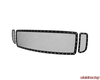 Spec-D Rivet Style Black Stainless Steel 3PC Mesh Grille Insert Ford F-Series | Excursion 1999-2004 - HBG-F25099BKSS-YH
