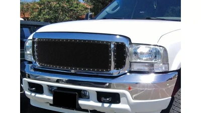 Spec-D Rivet Style Black Stainless Steel 3PC Mesh Grille Insert Ford F-Series | Excursion 1999-2004                                     - HBG-F25099BKSS-YH - Image 10