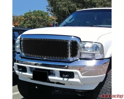 Spec-D Rivet Style Black Stainless Steel 3PC Mesh Grille Insert Ford F-Series | Excursion 1999-2004 - HBG-F25099BKSS-YH