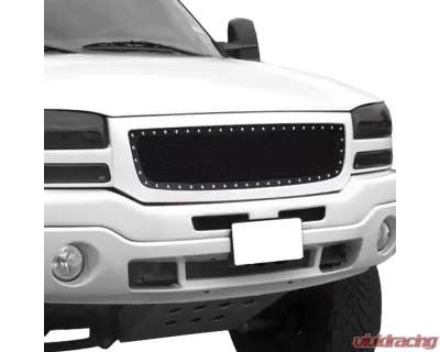 Spec-D Rivet Style Black Stainless Steel Mesh Grille Insert GMC Sierra 2003-2006 - HBG-SIE0315BKSS-YH