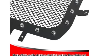 Spec-D Rivet Style Black Stainless Steel Mesh Grille Insert GMC Sierra 2014-2015                                     - HBG-SIE1415BKSS-YH - Image 2
