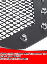 Spec-D Rivet Style Black Stainless Steel Mesh Grille Insert GMC Sierra 2016-2018                                     - HBG-SIE1615BKSS-YH - Image 2