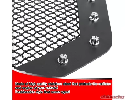 Spec-D Rivet Style Black Stainless Steel Mesh Grille Insert GMC Sierra 2016-2018 - HBG-SIE1615BKSS-YH