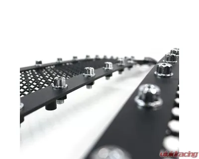 Spec-D Rivet Style Black Stainless Steel 2PC Mesh Grille Insert Chevrolet Silverado | Avalanche 2003-2006 - HBG-SIV0315BKSS2P-YH