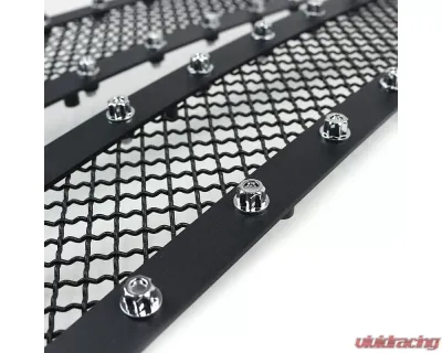 Spec-D Rivet Style Black Stainless Steel 2PC Mesh Grille Insert Chevrolet Silverado | Avalanche 2003-2006 - HBG-SIV0315BKSS2P-YH