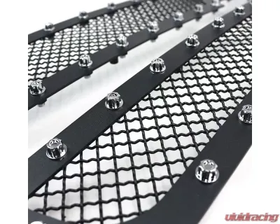 Spec-D Rivet Style Black Stainless Steel 2PC Mesh Grille Insert Chevrolet Silverado | Avalanche 2003-2006 - HBG-SIV0315BKSS2P-YH