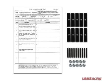 Spec-D Rivet Style Black Stainless Steel 2PC Mesh Grille Insert Chevrolet Silverado | Avalanche 2003-2006 - HBG-SIV0315BKSS2P-YH