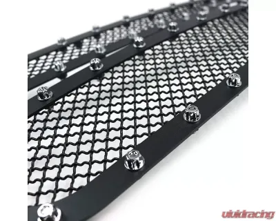Spec-D Rivet Style Black Stainless Steel 2PC Mesh Grille Insert Chevrolet Silverado 2005-2007 - HBG-SIV0615BKSS2P-YH
