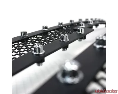 Spec-D Rivet Style Black Stainless Steel 2PC Mesh Grille Insert Chevrolet Silverado 2005-2007 - HBG-SIV0615BKSS2P-YH