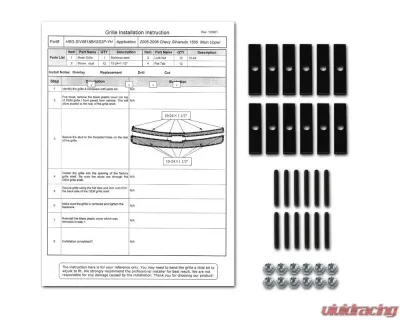 Spec-D Rivet Style Black Stainless Steel 2PC Mesh Grille Insert Chevrolet Silverado 2005-2007 - HBG-SIV0615BKSS2P-YH
