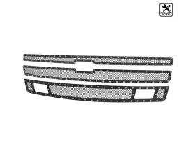 Spec-D Rivet Style Black Stainless Steel 3PC Mesh Grille insert Chevrolet Silverado 1500 2007-2013