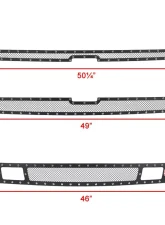 Spec-D Rivet Style Black Stainless Steel 3PC Mesh Grille insert Chevrolet Silverado 1500 2007-2013                                     - HBG-SIV0715BKSS3P-YH - Image 3