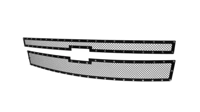 Spec-D Rivet Style Black Stainless Steel 2PC Mesh Grille Insert Chevrolet Silverado 1500 2014-2015                                     - HBG-SIV1415BKSS2P-YH - Image 10