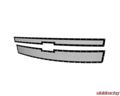 Spec-D Rivet Style Black Stainless Steel 2PC Mesh Grille Insert Chevrolet Silverado 1500 2014-2015 - HBG-SIV1415BKSS2P-YH