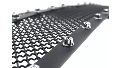 Spec-D Rivet Style Black Stainless Steel 2PC Mesh Grille Insert Chevrolet Silverado 1500 2014-2015                                     - HBG-SIV1415BKSS2P-YH - Image 2