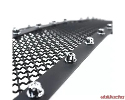 Spec-D Rivet Style Black Stainless Steel 2PC Mesh Grille Insert Chevrolet Silverado 1500 2014-2015 - HBG-SIV1415BKSS2P-YH